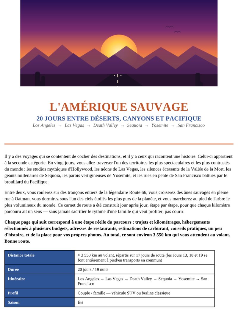 Aperçu page 1 — L'Ouest américain en 20 jours
