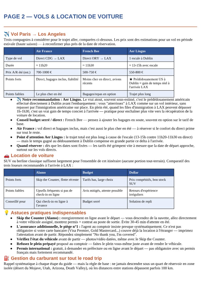 Aperçu page 2 — L'Ouest américain en 20 jours